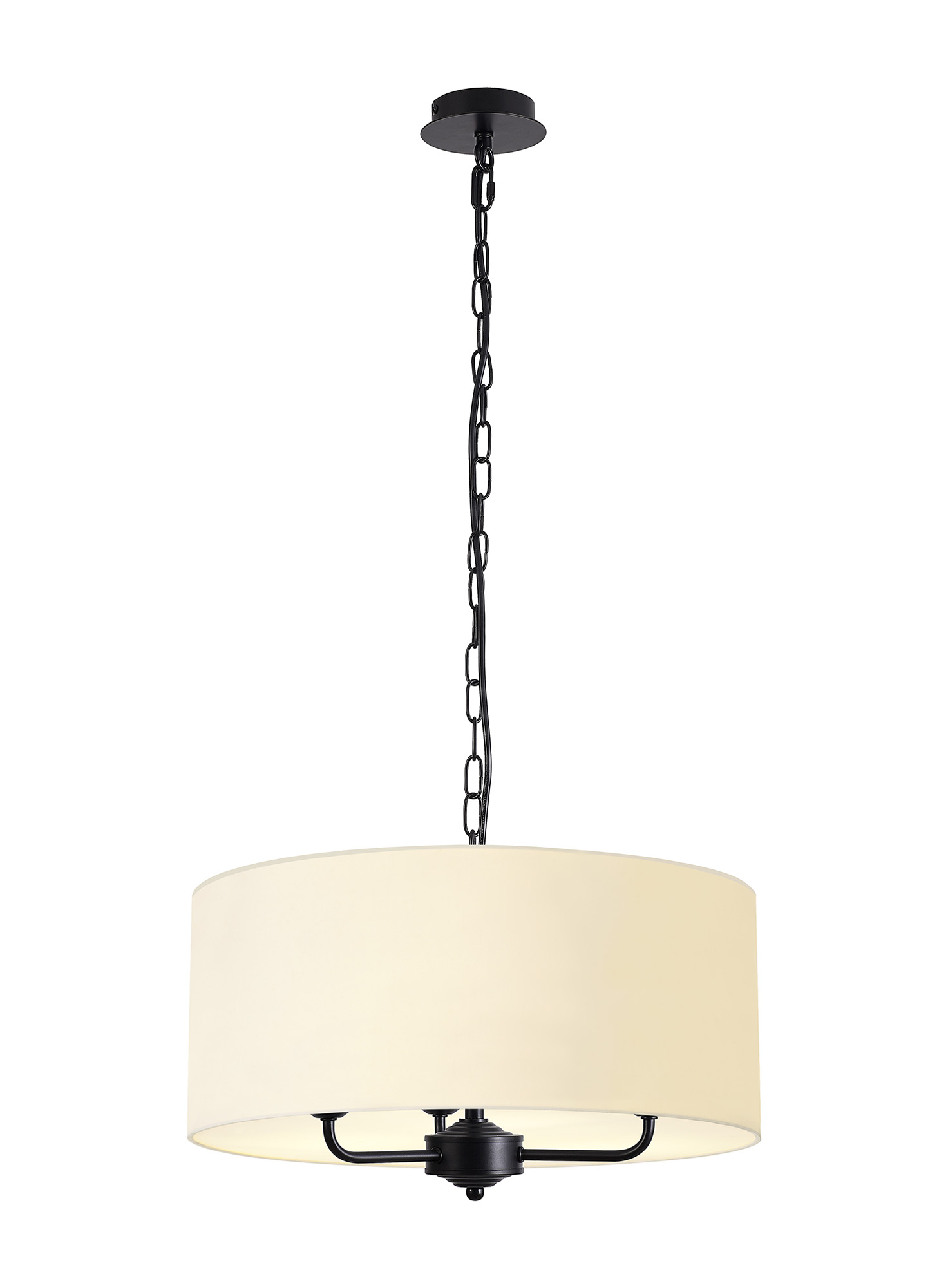 DK1037  Banyan 50cm 3 Light Pendant Matt Black, Ivory Pearl/White